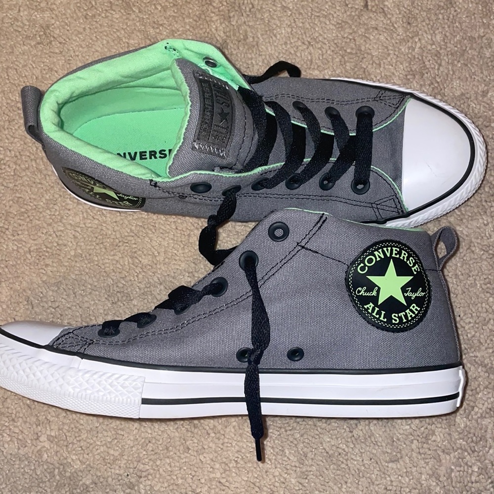 grey and teal converse